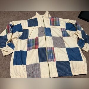 Vintage Patchwork Jacket with Blue and Cream Squares. READ DESCRIPTION